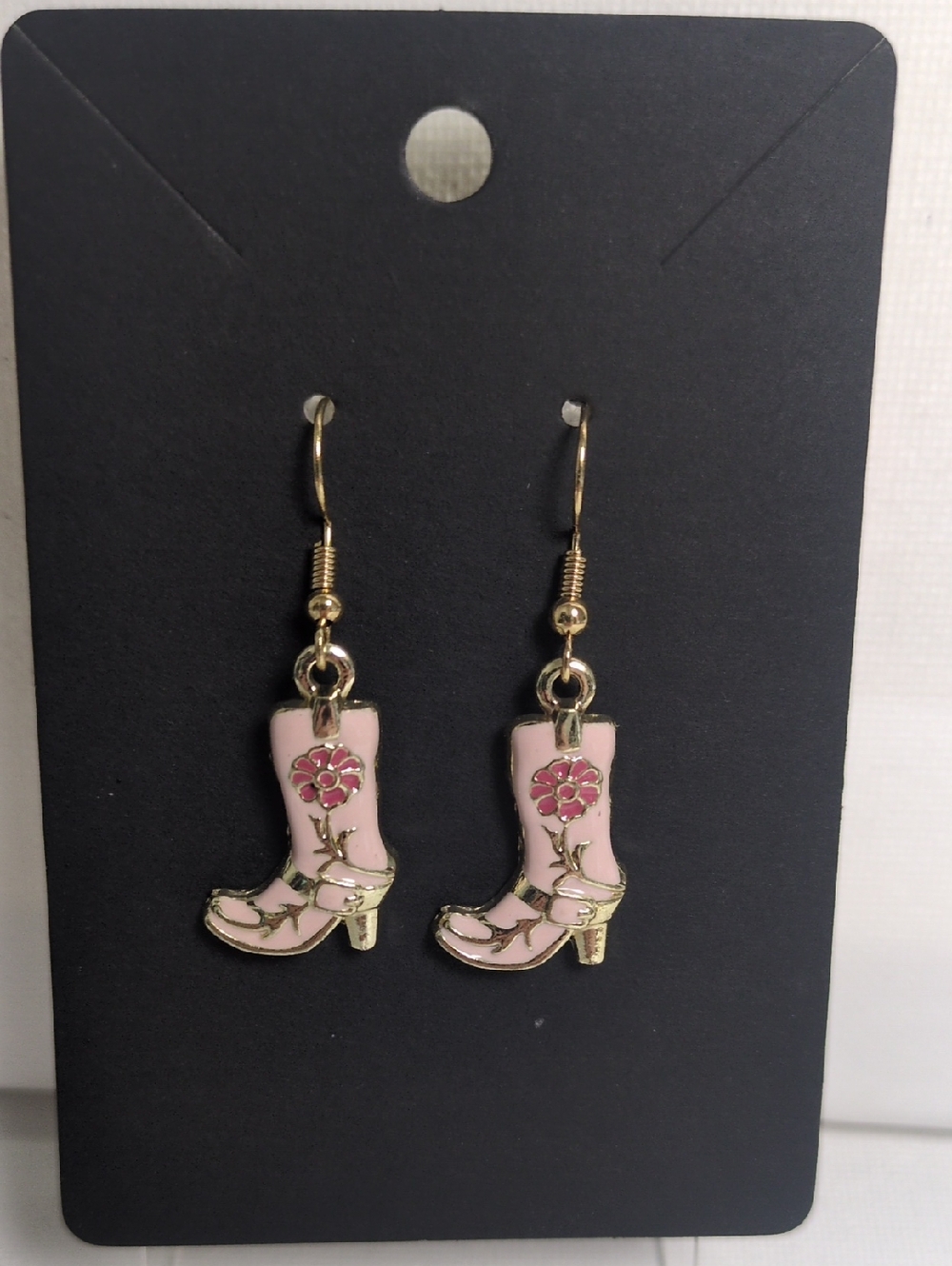 Pink Cowboy Boot Drop Earrings - Women Jewelry